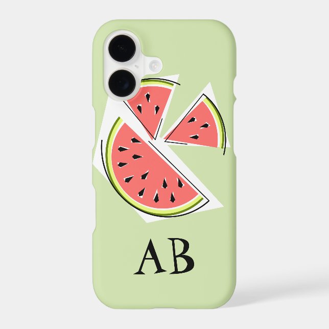 Watermelon Pieces green 'Monogram' iPhone case (Back)