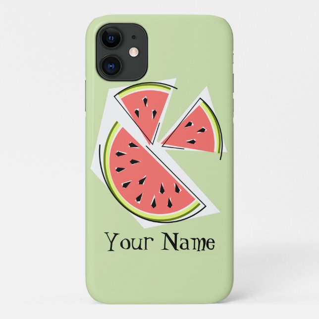 Watermelon Pieces green 'Name' iPhone case (Back)