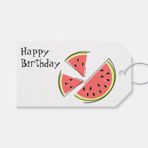 Watermelon Pieces Happy Birthday gift tag