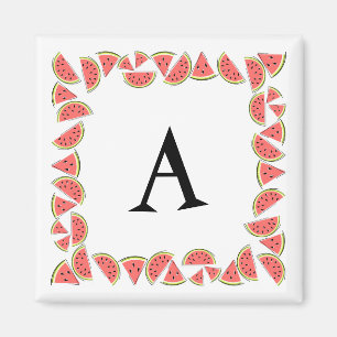 Watermelon Pieces Square Monogram Magnet