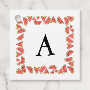 Watermelon Pieces Square Monogram text back Favour Tags
