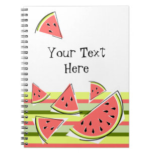 Watermelon Pieces Stripe Classic Text Notebook