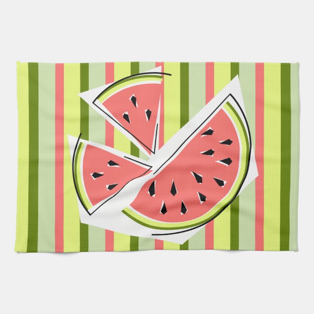 Watermelon Pieces Stripe kitchen towel (Horizontal)