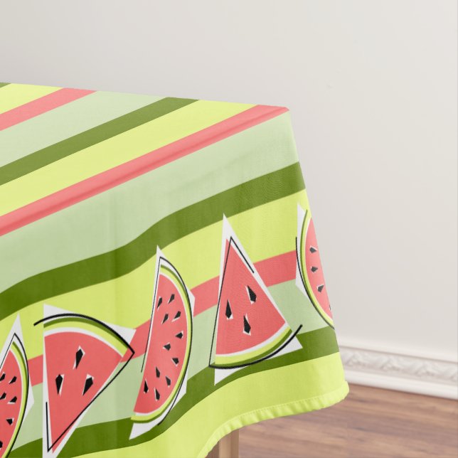 Watermelon Pieces stripe tablecloth (In Situ)