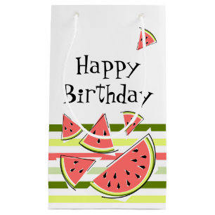 Watermelon Pieces Stripe Thin Birthday Small Gift Bag