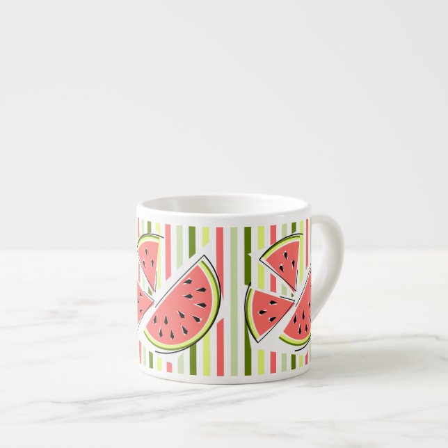 Watermelon Pieces Stripe Thin Espresso Cup (Front Right)