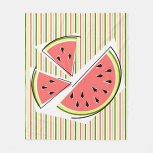 Watermelon Pieces Stripe Thin Fleece Blanket