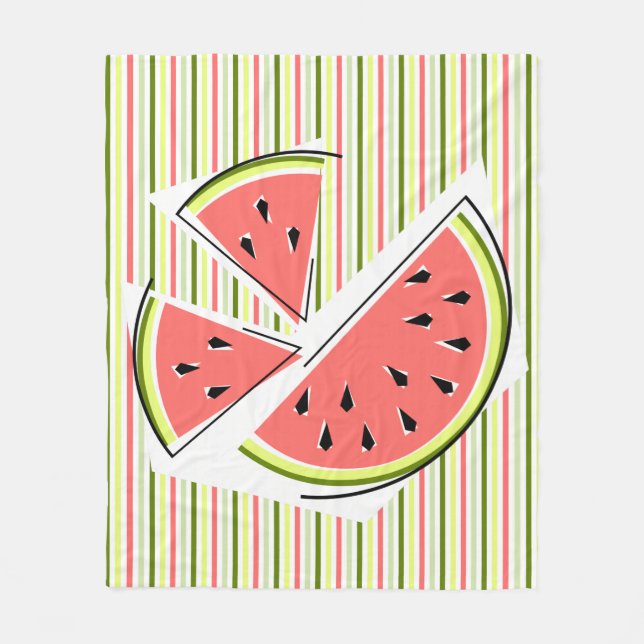 Watermelon Pieces Stripe Thin Fleece Blanket (Front)