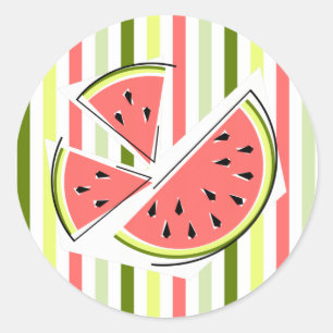 Watermelon Pieces Stripe Thin sticker round