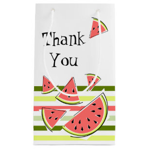 Watermelon Pieces Stripe Thin Thank You Small Gift Bag