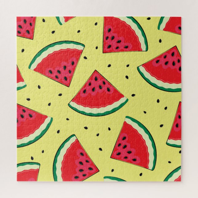Watermelon Pieces: Summer Yellow Pattern Jigsaw Puzzle (Vertical)