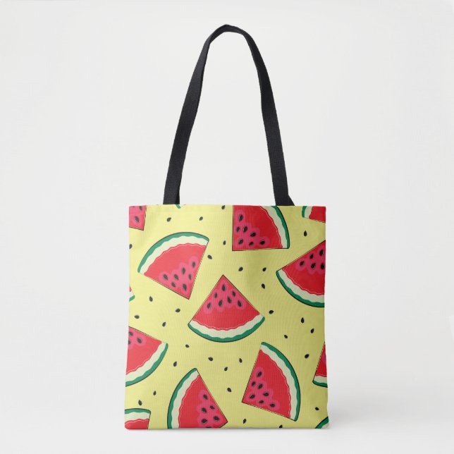 Watermelon Pieces: Summer Yellow Pattern Tote Bag (Front)