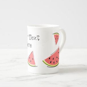 Watermelon Pieces Text Bone China Mug
