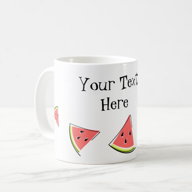 Watermelon Pieces Text Coffee Mug (Front Left)