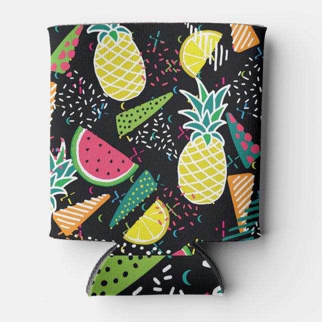 Watermelon Pineapple: Geometrical Seamless Pattern Can Cooler (Front)