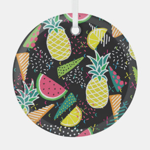 Watermelon Pineapple: Geometrical Seamless Pattern Glass Tree Decoration