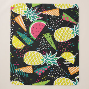 Watermelon Pineapple: Geometrical Seamless Pattern Sherpa Blanket