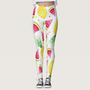 Watermelon Pineapple Summer Seamless Print Leggings