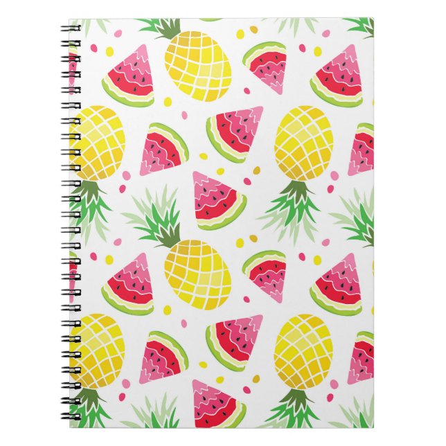 Watermelon Pineapple Summer Seamless Print Notebook (Front)