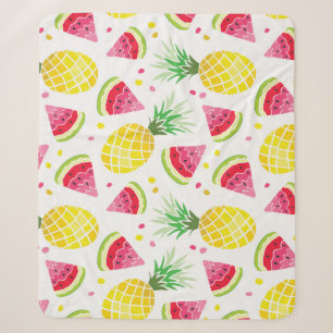 Watermelon Pineapple Summer Seamless Print Sherpa Blanket