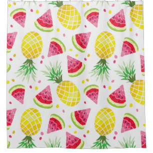 Watermelon Pineapple Summer Seamless Print Shower Curtain