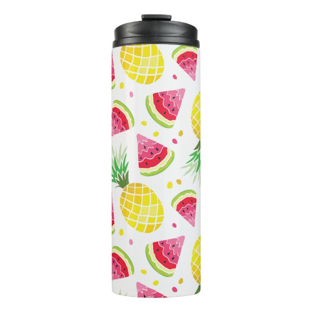 Watermelon Pineapple Summer Seamless Print Thermal Tumbler (Front)