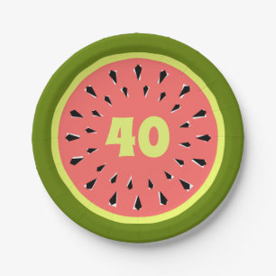 Watermelon Pink 40 Age paper plates