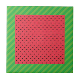 Watermelon pink and green summer pattern ceramic tile
