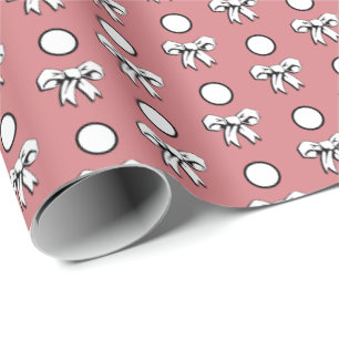 Watermelon Pink and White Polka Dots Shower Party Wrapping Paper