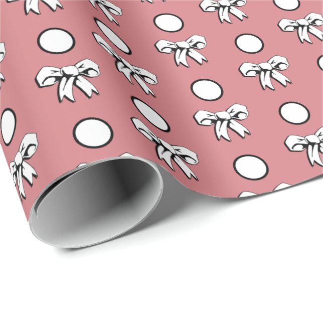 Watermelon Pink and White Polka Dots Shower Party Wrapping Paper (Roll Corner)