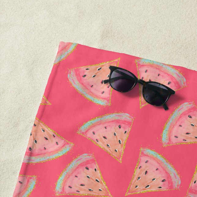 Watermelon Pink Beach Towel (In Situ)
