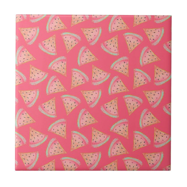 Watermelon Pink Ceramic Tile (Front)