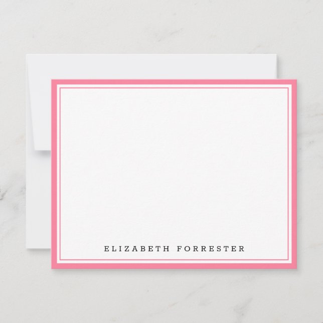 Watermelon Pink Classic Double Border  Card (Front)