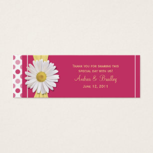 Watermelon Pink Daisy Mini Wedding Favour Tag