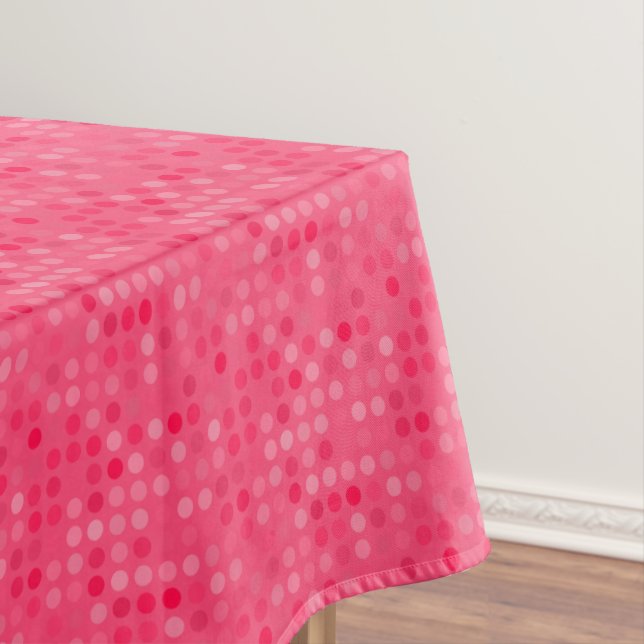watermelon pink dots tablecloth (In Situ)