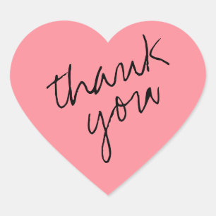 Watermelon Pink Heart Thank You Sticker