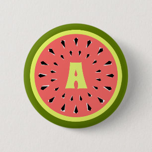 Watermelon Pink Monogram 6 Cm Round Badge