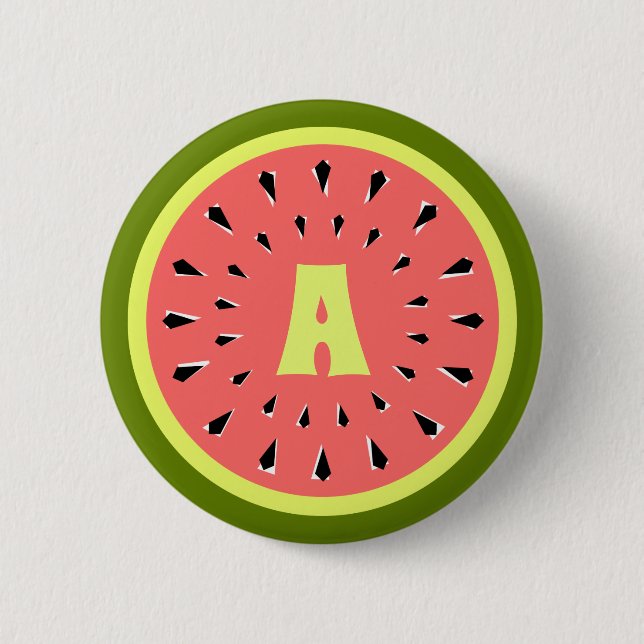 Watermelon Pink Monogram 6 Cm Round Badge (Front)