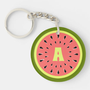 Watermelon Pink Monogram double-sided Key Ring