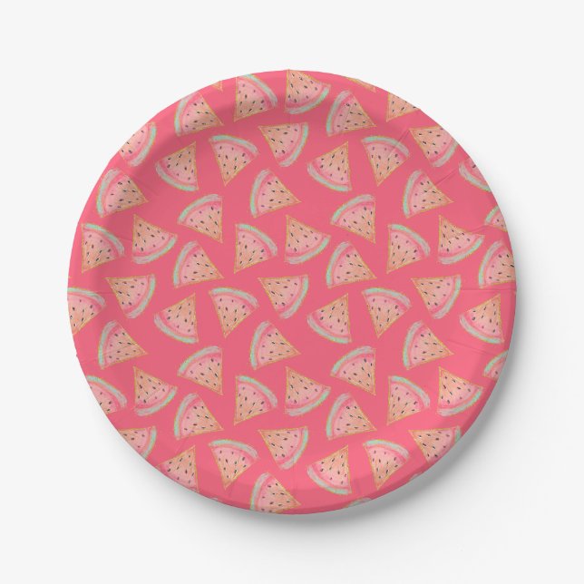Watermelon Pink Paper Plate (Front)