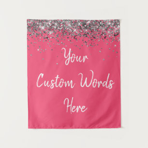 Watermelon Pink Silver Birthday Party Photo Booth Tapestry