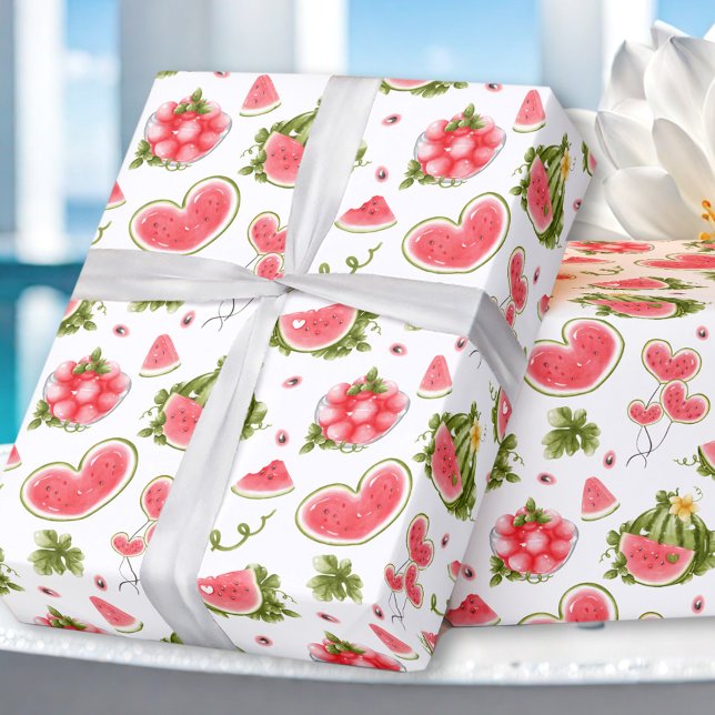 Watermelon Pink Summer Birthday Party Wrapping Paper (Watermelon Pink Summer Birthday Party Wrapping Paper)