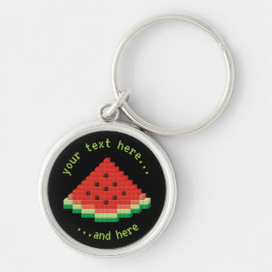 Watermelon Pixel Art Key Ring