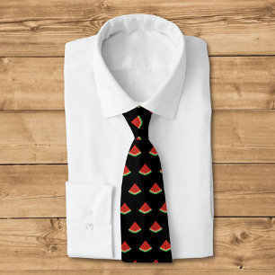 Watermelon Pixel Art Pattern Tie