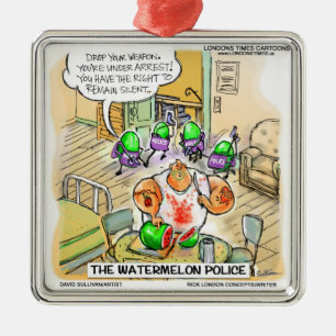 Watermelon Police Funny Christmas Ornament