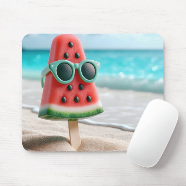 Watermelon Popsicle In Beach Sand Mouse Pad (With Mouse)