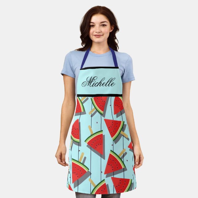 Watermelon Popsicle Print Kitchen Apron - Women's (Worn)