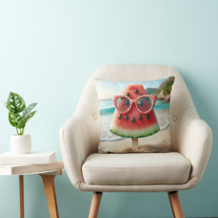 Watermelon Popsicle Wearing Sunglasses Cushion