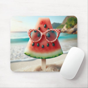 Watermelon Popsicle Wearing Sunglasses Mouse Pad