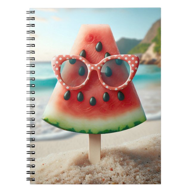 Watermelon Popsicle With Sunglasses Notebook (Front)